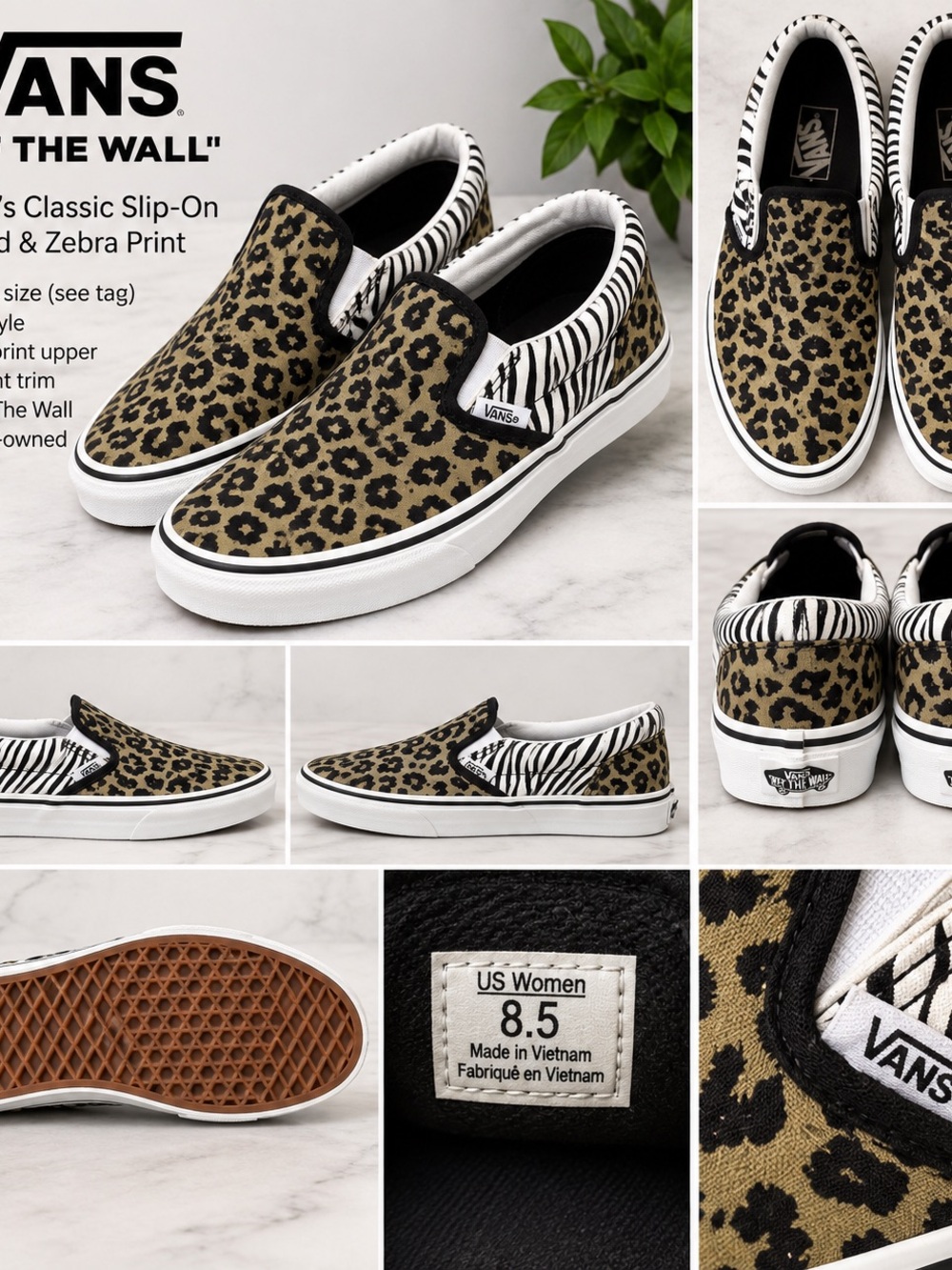 Van’s Leopard and Zebra print Slip-on sneakers -Women’s size 8.5